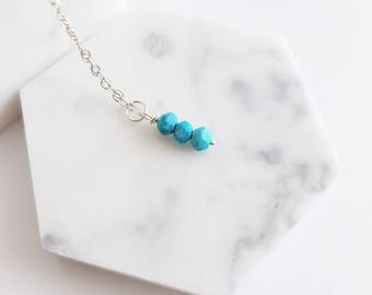 Something Blue Pendant Necklace – Turquoise Gemstone Necklace – Minimal Boho Necklace – December Birthstone Jewelry – Gift for Her