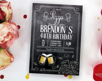 pizza party invite etsy