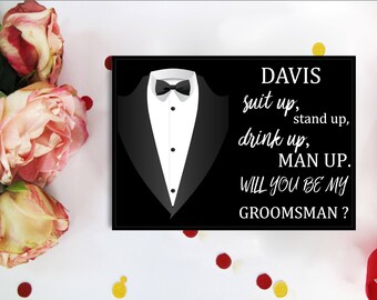 ask groomsmen cigar suit up cigar invitation etsy