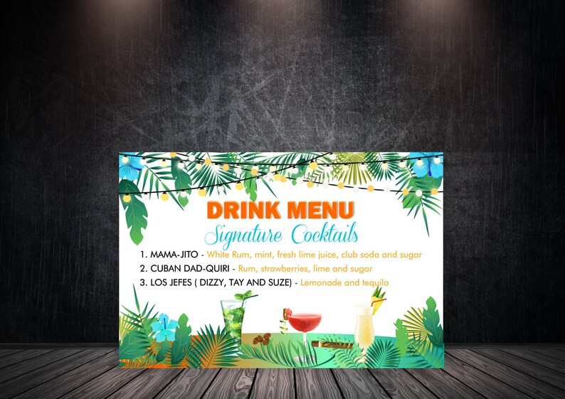 Havana Nights Drink Menu Cuban Menu One Hot Havana Night Etsy