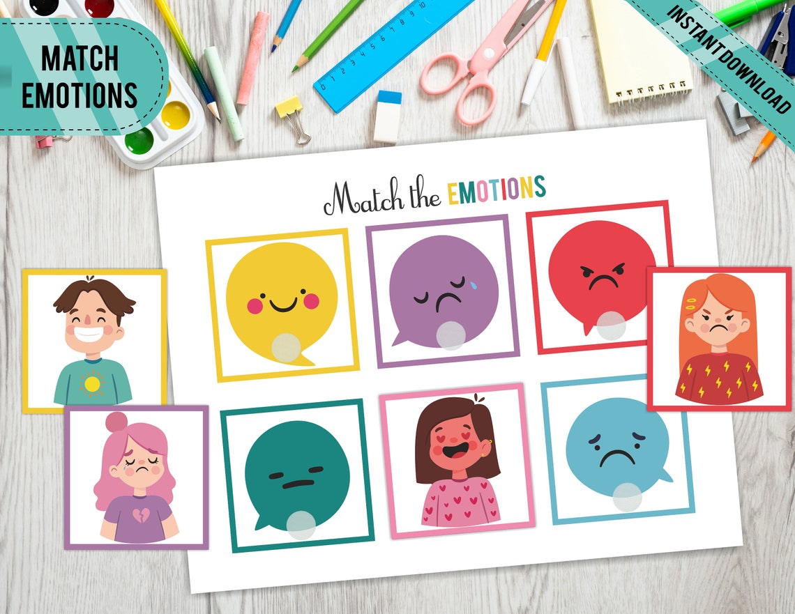 Matching Emotions Game Print Cut and Play Emotions Game Busy | Etsy