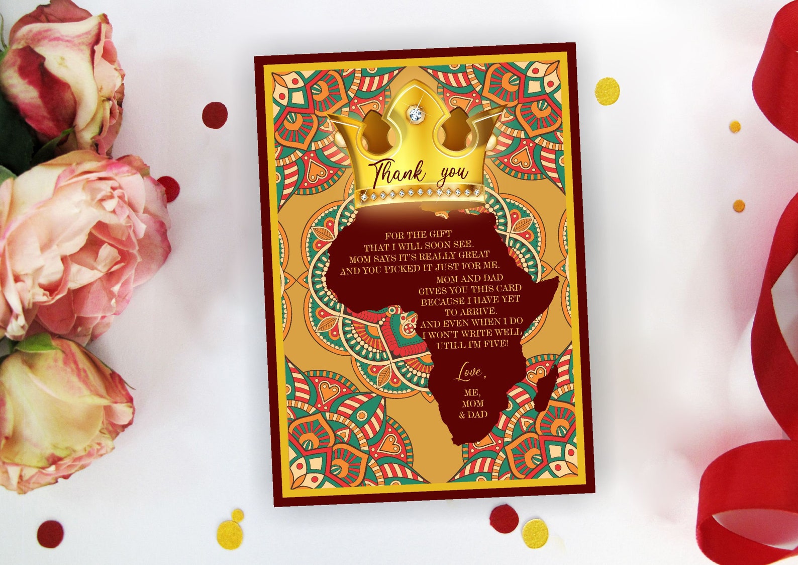 African Design Print Thank You Card African King Thanks Etsy