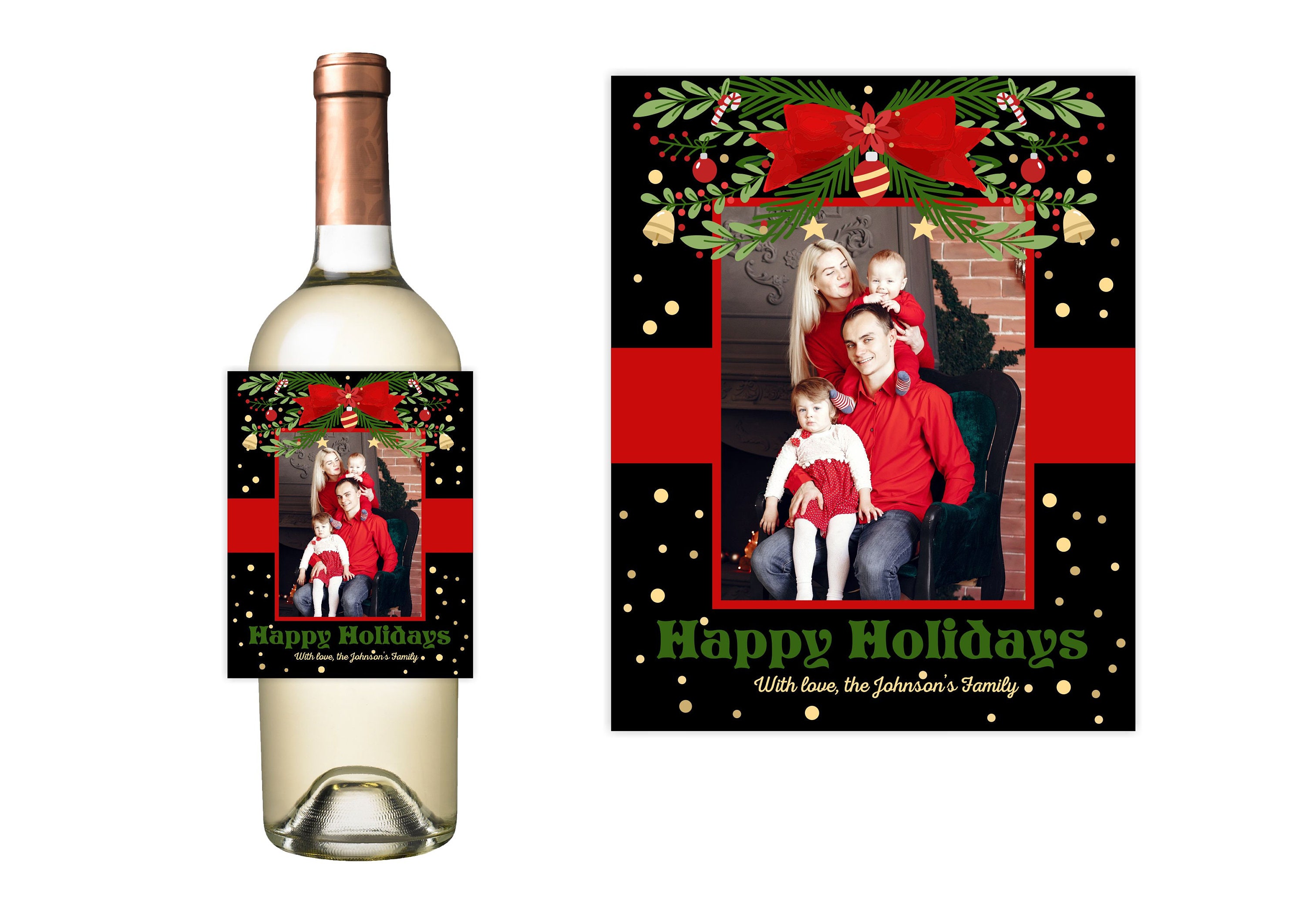 Custom holiday wine labels