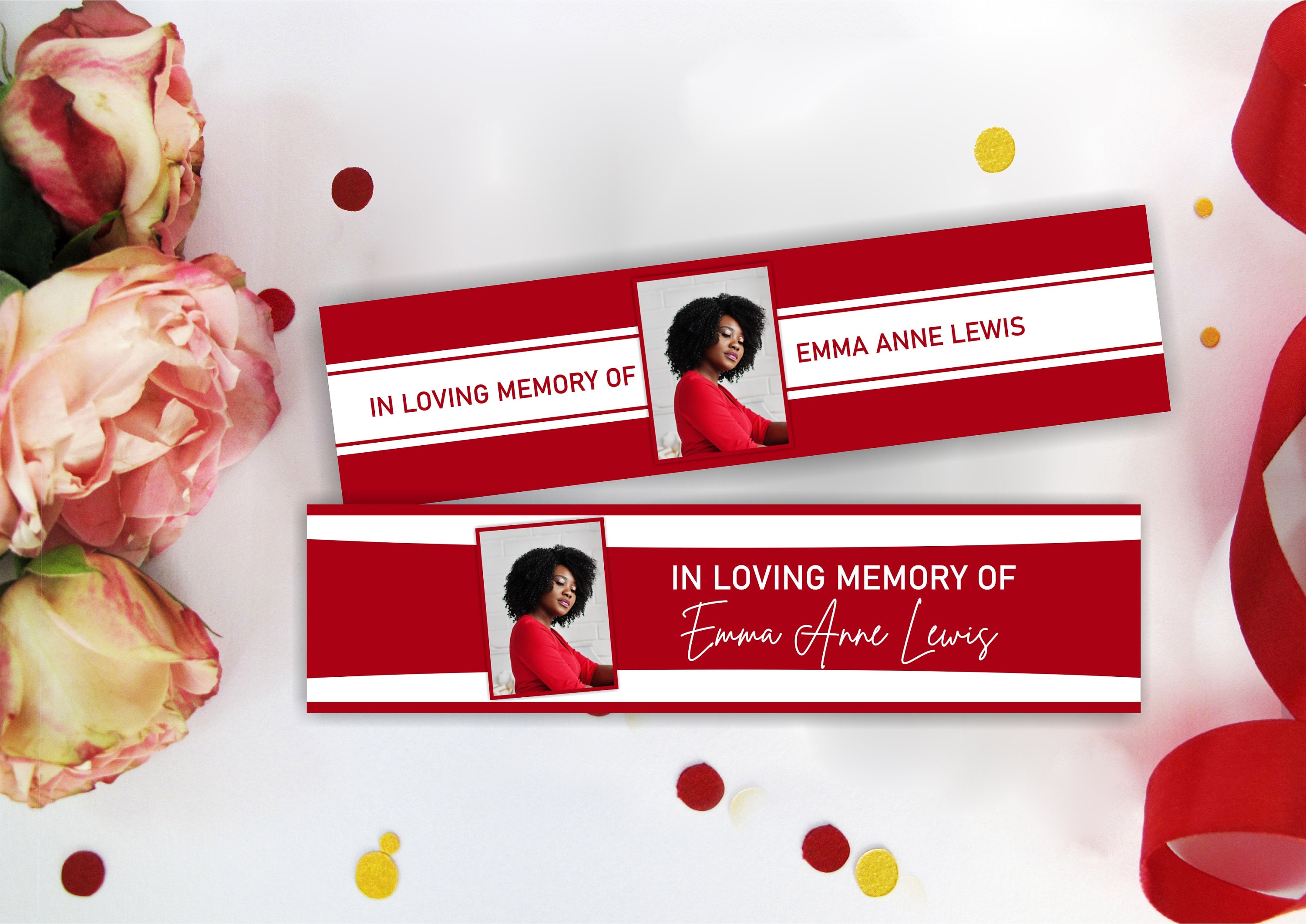 Funeral Red Water Bottle Labels In memory of Water Bottle | Etsy