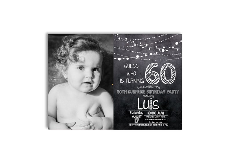 60th Birthday Invitations With Photo Guess who is turning 60 Etsy