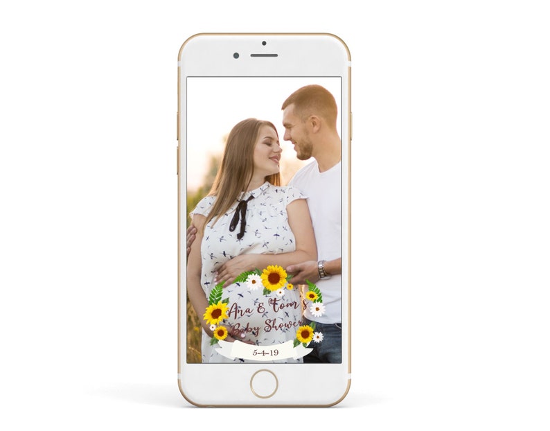 White and yellow Baby Shower Snapchat Geofilter Any Wording Sunflowers Geofilter Summer Snapchat Geofilter Sunflowers Filter