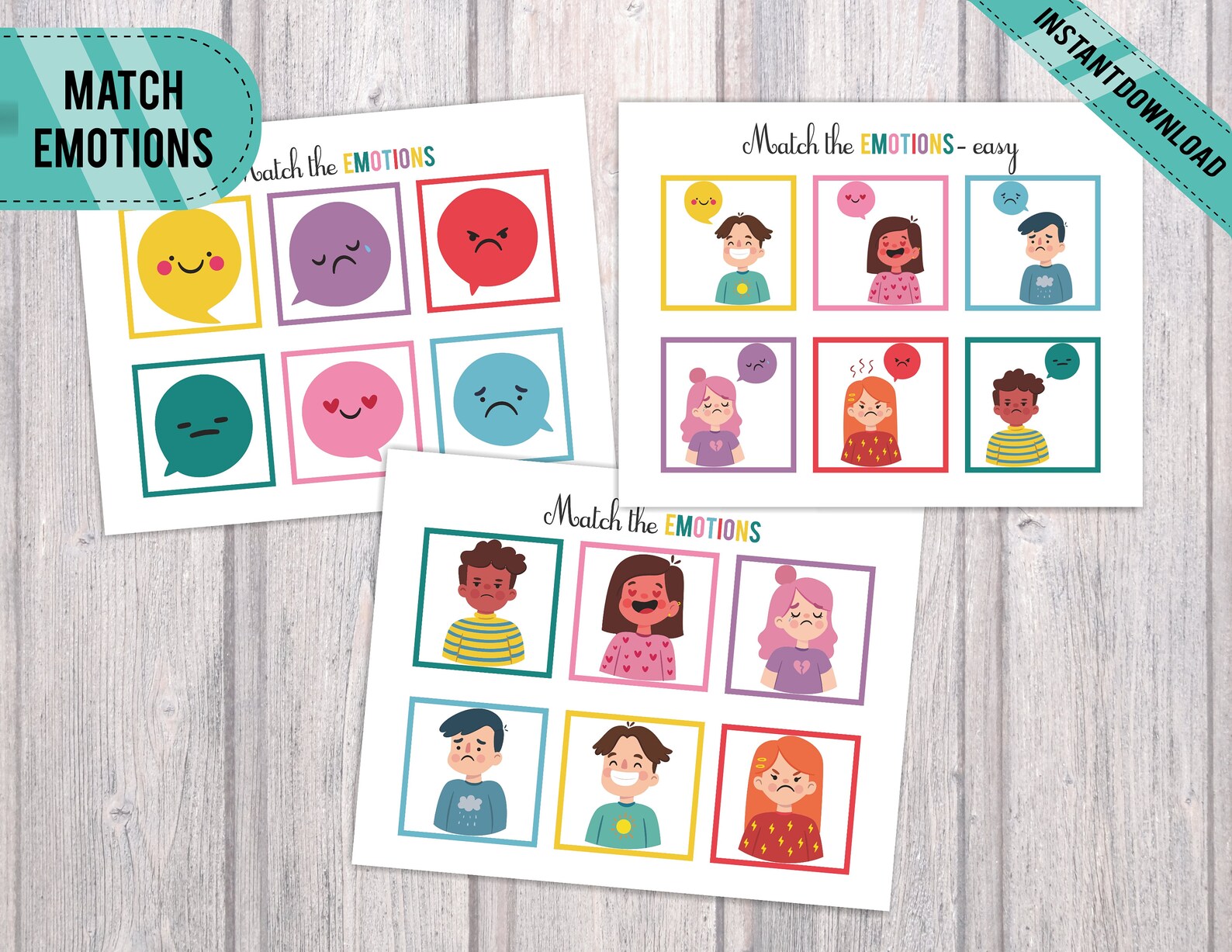 Matching Emotions Game Print Cut and Play Emotions Game Busy - Etsy