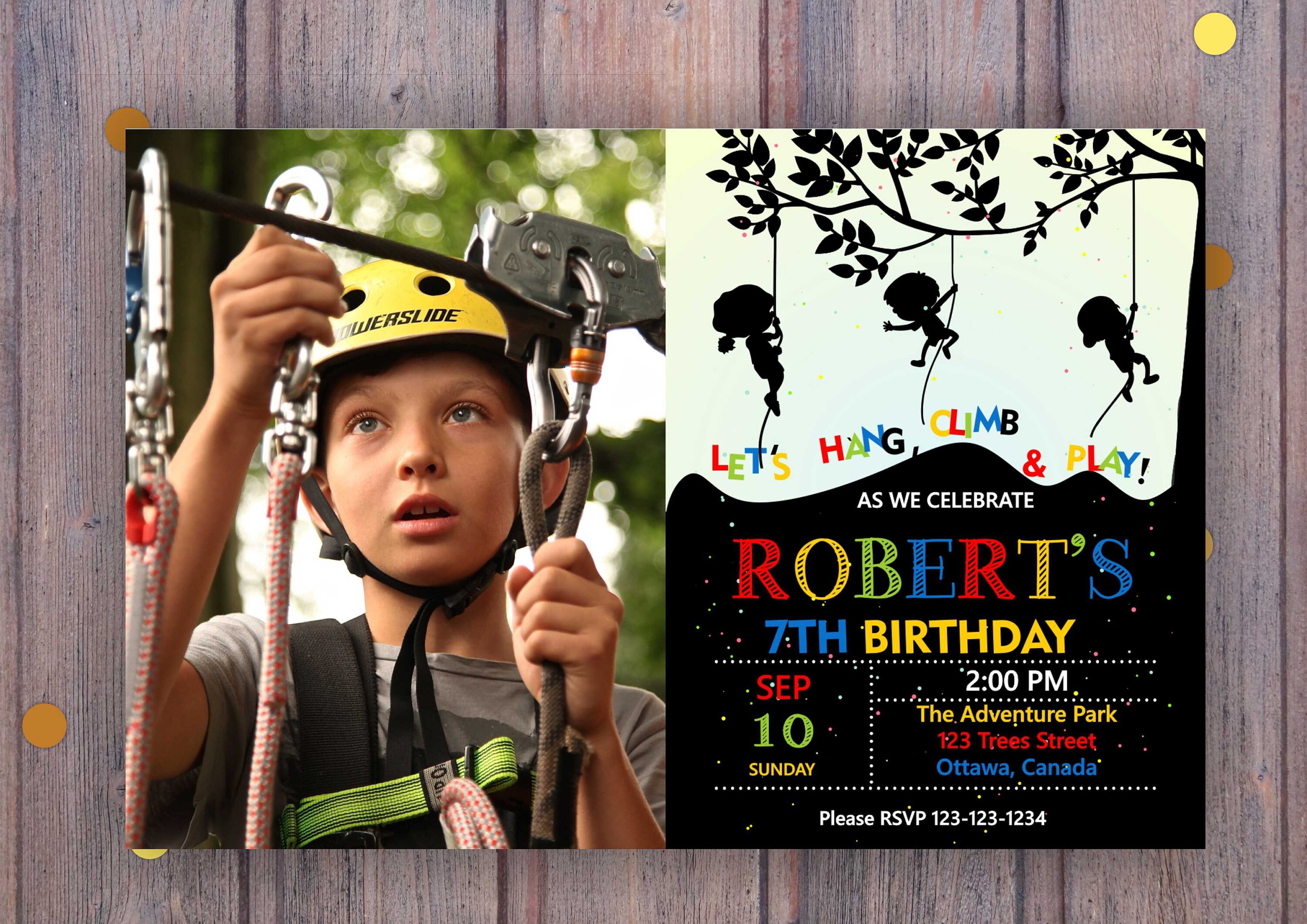 WIRE HANG INVITATION. Zipline Party Birthday Invitation Tree - Etsy