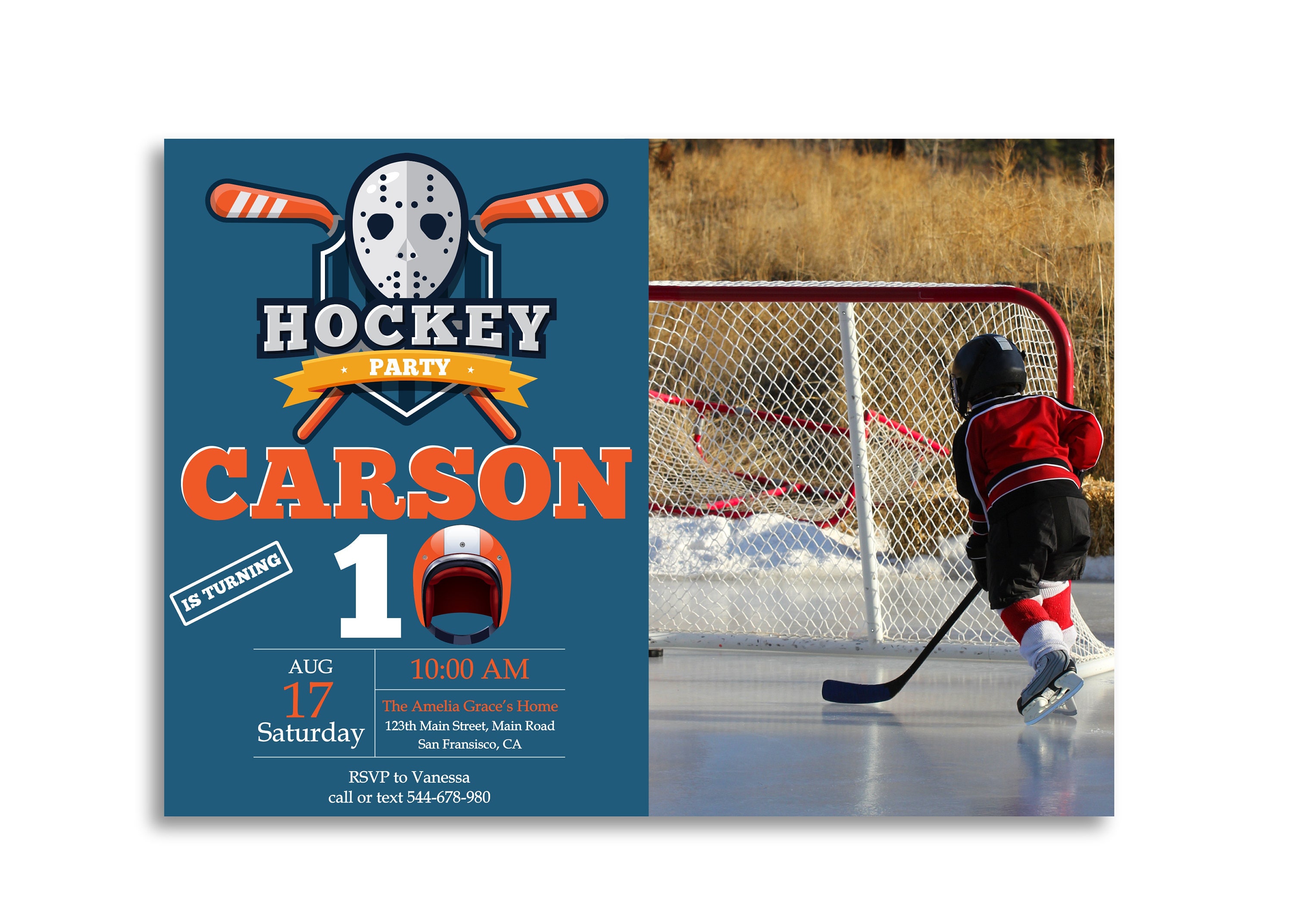 HockeyGeburtstagsEinladung mit Foto HockeyGeburtstag Etsy