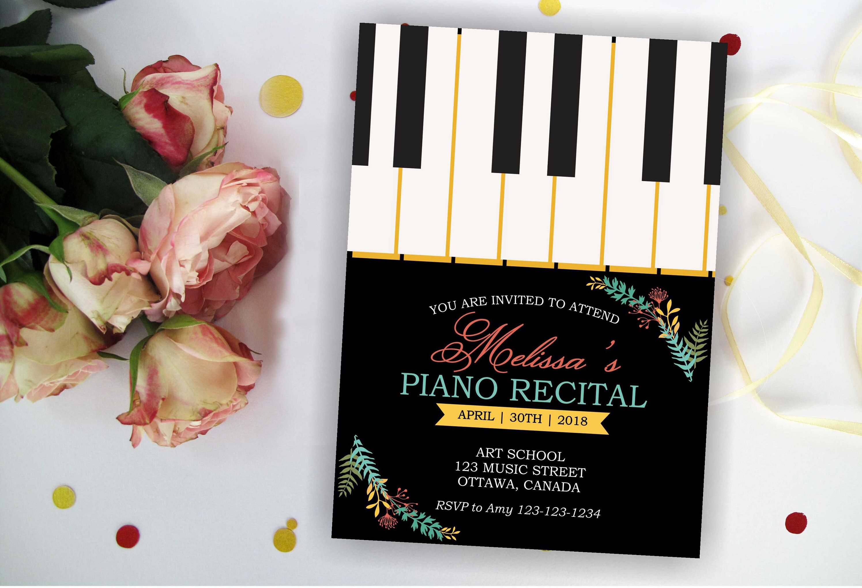 Piano Recital Party Invitation. Piano Music Performance Etsy