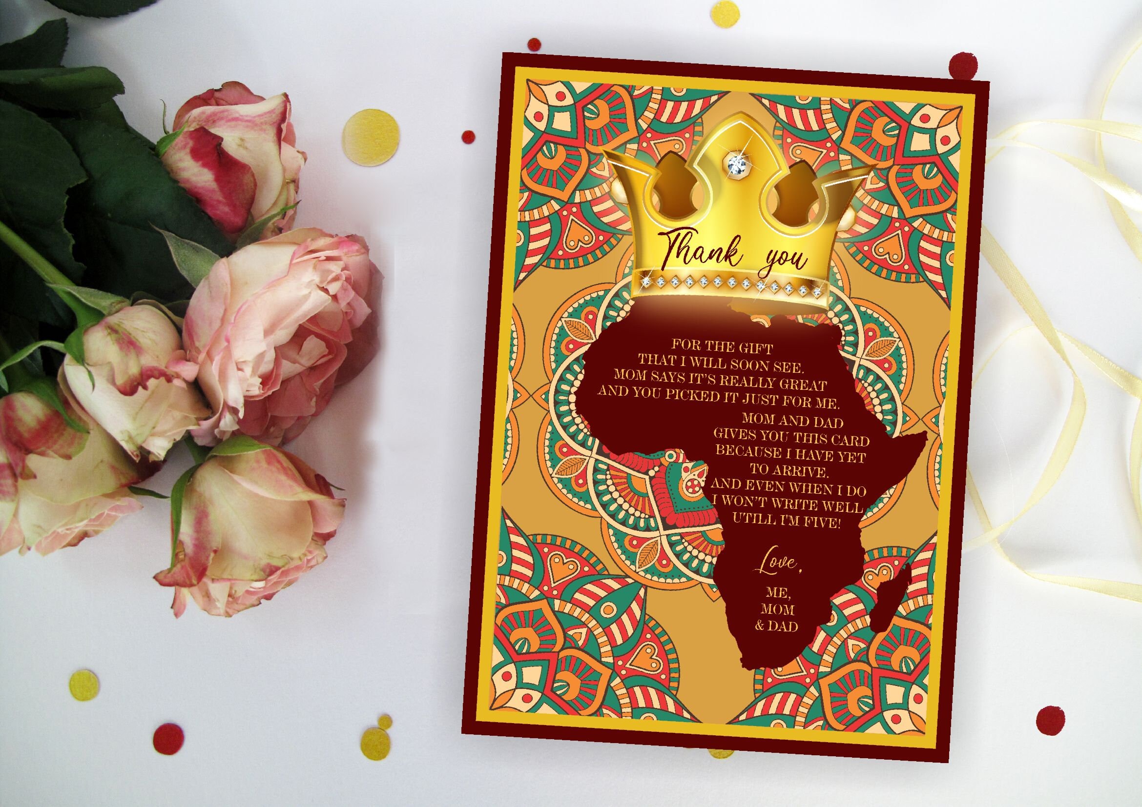 African Design Print Thank You Card African King Thanks Etsy