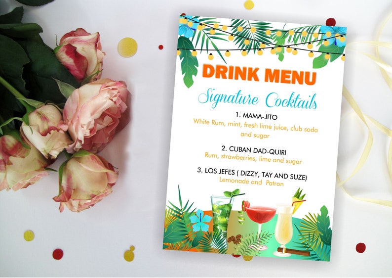 Havana Nights Drink Menu Cuban Menu One Hot Havana Night Etsy México