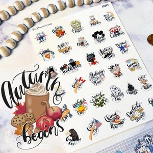 Holiday Planner Icons - Assorted Annual Holiday Stickers - A Year of Holiday Stickers - Script-037