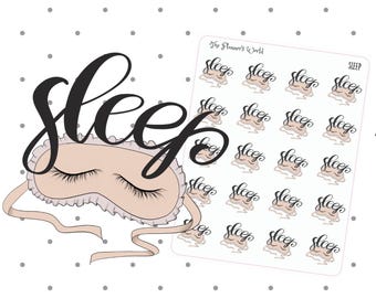 Sleep Mask Planner Stickers - script stickers