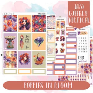 Vertical Planner Sticker Kit - Poppies in Bloom || KIT-138 WEEKLY