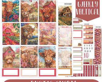 KIT-048 WEEKLY || Rustic Charm - Vertical WEEKLY Planner Sticker Kit