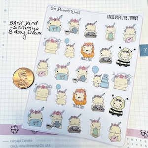 Planner Sticker Sampler – Cute Kawaii Character Stickers – Sprig Doing All the Things