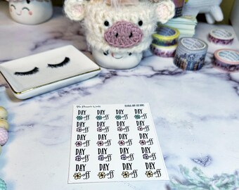 Floral Day Off Planner Stickers - Scripts-031