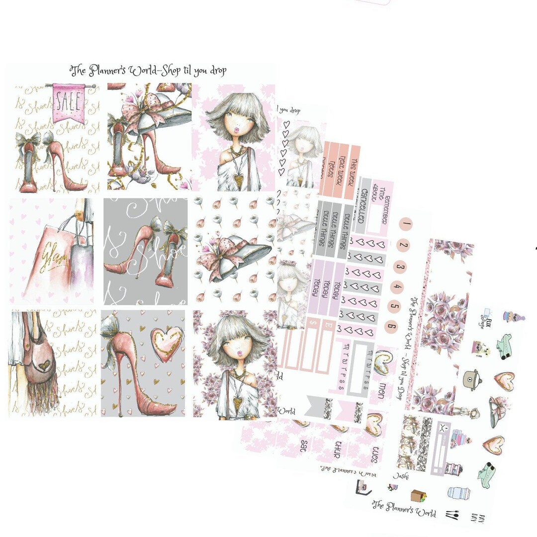 Weekly Vertical Planner Sticker Kit - Shop 'til You Drop - KIT-244 - Etsy