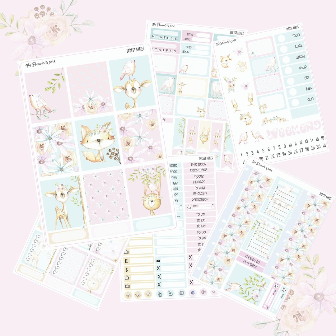 WEEKLY Vertical Planner Sticker Kit - KIT-030 Forest Babies - Etsy