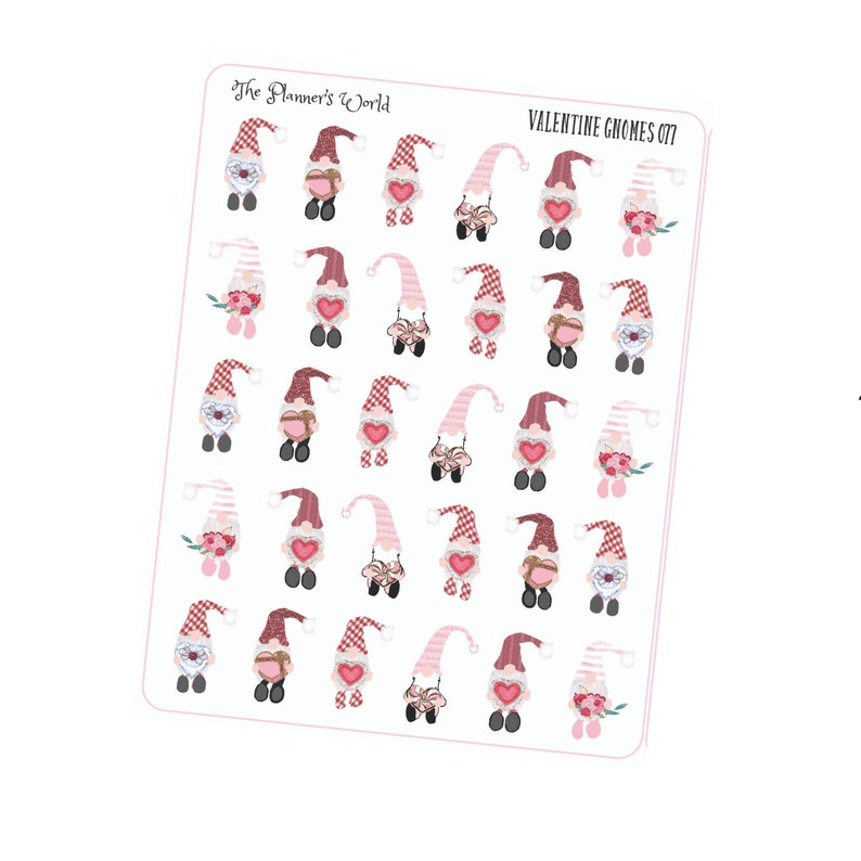 Gnome Planner Stickers Valentine Gnomes Stickers - Etsy
