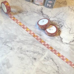 Washi Tape - Quilted Pink with Gold Foil Bows - Bows & Pearls - 15mm x 10m