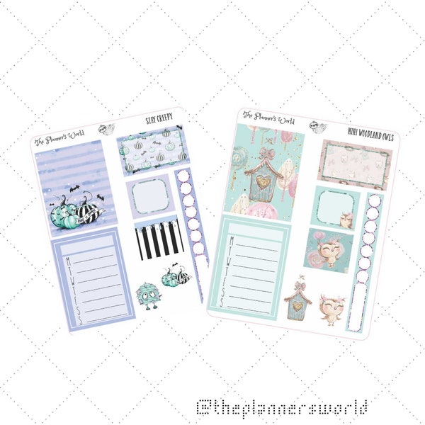 White Space Planner Sticker Kit - Woodland Owls and Stay Creepy