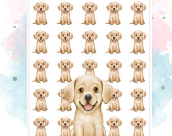 Dog Sticker Sheet for Scrapbooking or Journaling - Yellow Lab Planner Stickers - Labrador Retriever Puppy