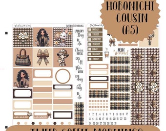 KIT-249 COUSIN || Tweed Coffee Mornings - Hobonichi Cousin Planner Sticker Kit