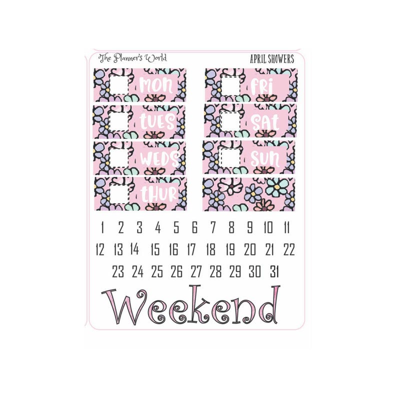 Spring WEEKLY Vertical Planner Sticker Kit - April Showers KIT-011 - Etsy
