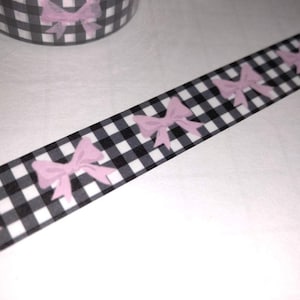 Washi Tape - Farmhouse Plaid Pink Bows - 15mm x 10m