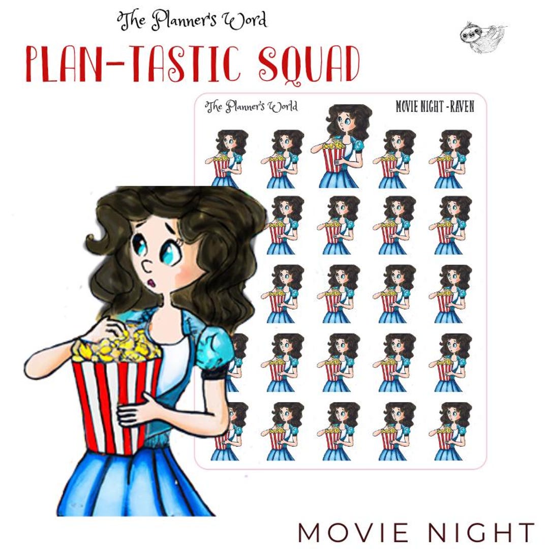 Movie Night Popcorn Planner Girl Planner Stickers - Plan-tastic Squad ...