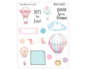 Decorative Sticker Kit - Hot Air Balloon Planner Stickers- Breezy Heights