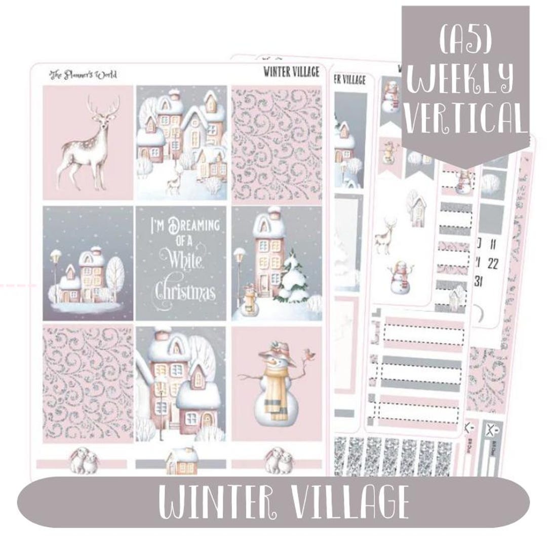 Vertical WEEKLY Planner Sticker Kit - KIT-704 - Winter Village - Etsy
