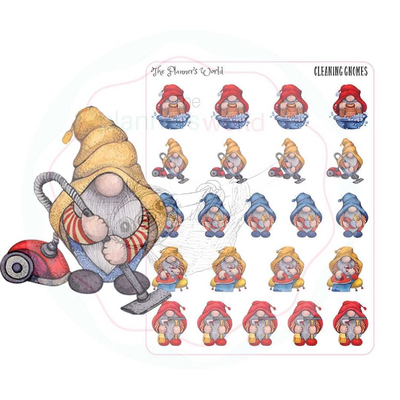 Gnome Planner Stickers Cleaning Gnomes Etsy