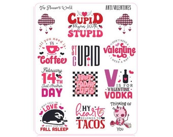 Anti Valentines Funny Planner Stickers