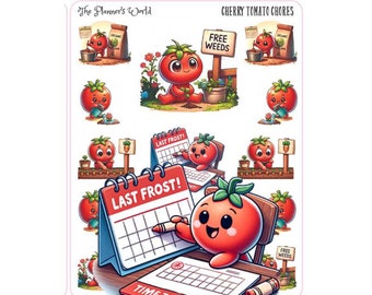 Gardening Chores Planner Stickers - Cherry Tomato