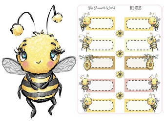 KIT-006 ADD ON || Honey Bees Quarter Boxes Planner Stickers