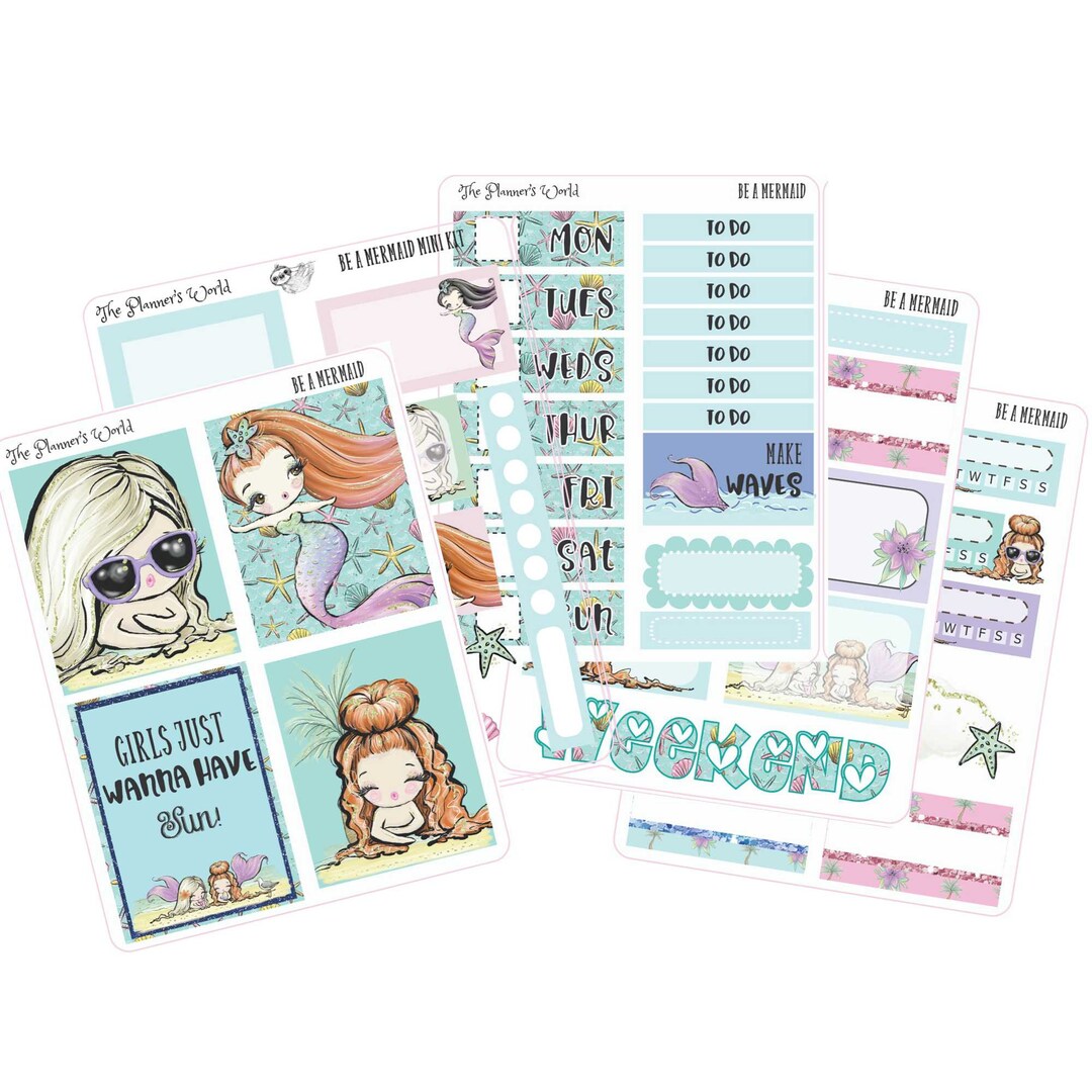KIT-201 WEEKLY Be a Mermaid MINI Weekly Planner Sticker Kit - Etsy