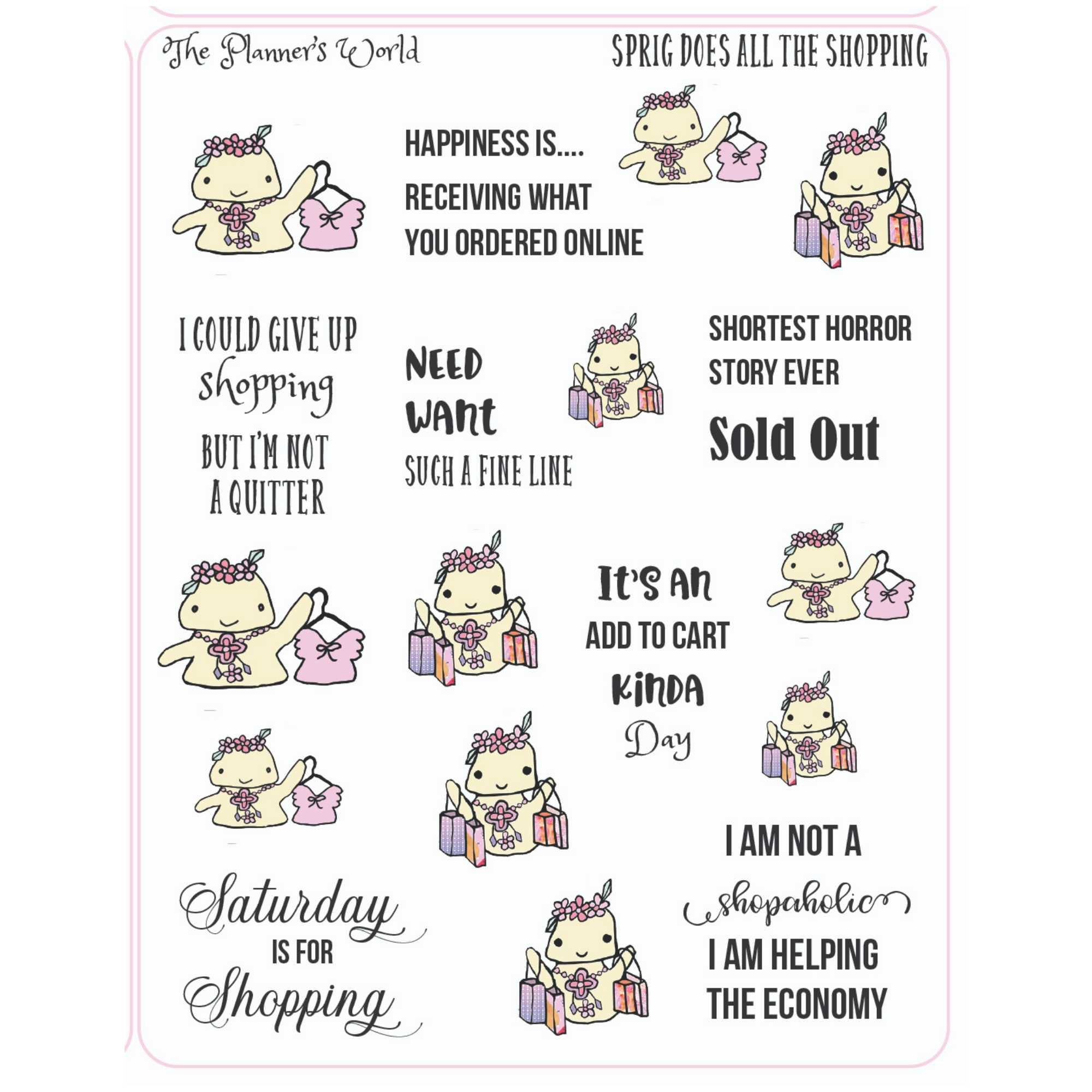 Shopping Spree Quotes Planner Stickers Sprig Etsy UK