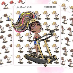 Gym Character Treadmill Stickers for Workout and Fitness Journal - Girl Planner Stickers - PG 010