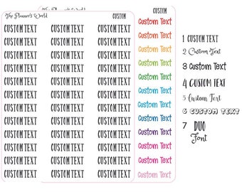 CUSTOM Text stickers - custom word stickers - custom script planner stickers - bullet journal sticker