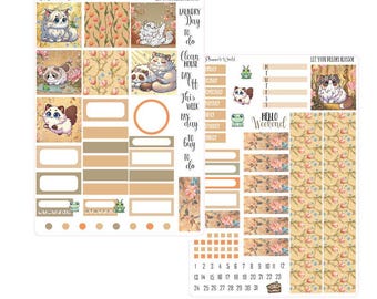 Hobonichi Cousin Sticker Kit - Cat Weekly Planner kit - Let Your Dreams Blossom - KIT-050 COUSIN