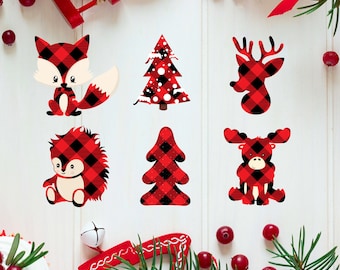 Christmas Planner Die Cut Stickers - Assorted Buffalo Plaid