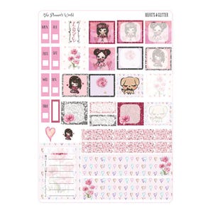 Hobonichi Weeks Weekly Sticker Kit - KIT-375 WEEKS || Hearts & Glitter