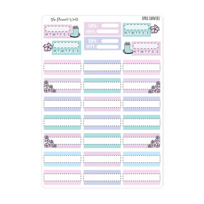 Spring WEEKLY Vertical Planner Sticker Kit - April Showers KIT-011 - Etsy