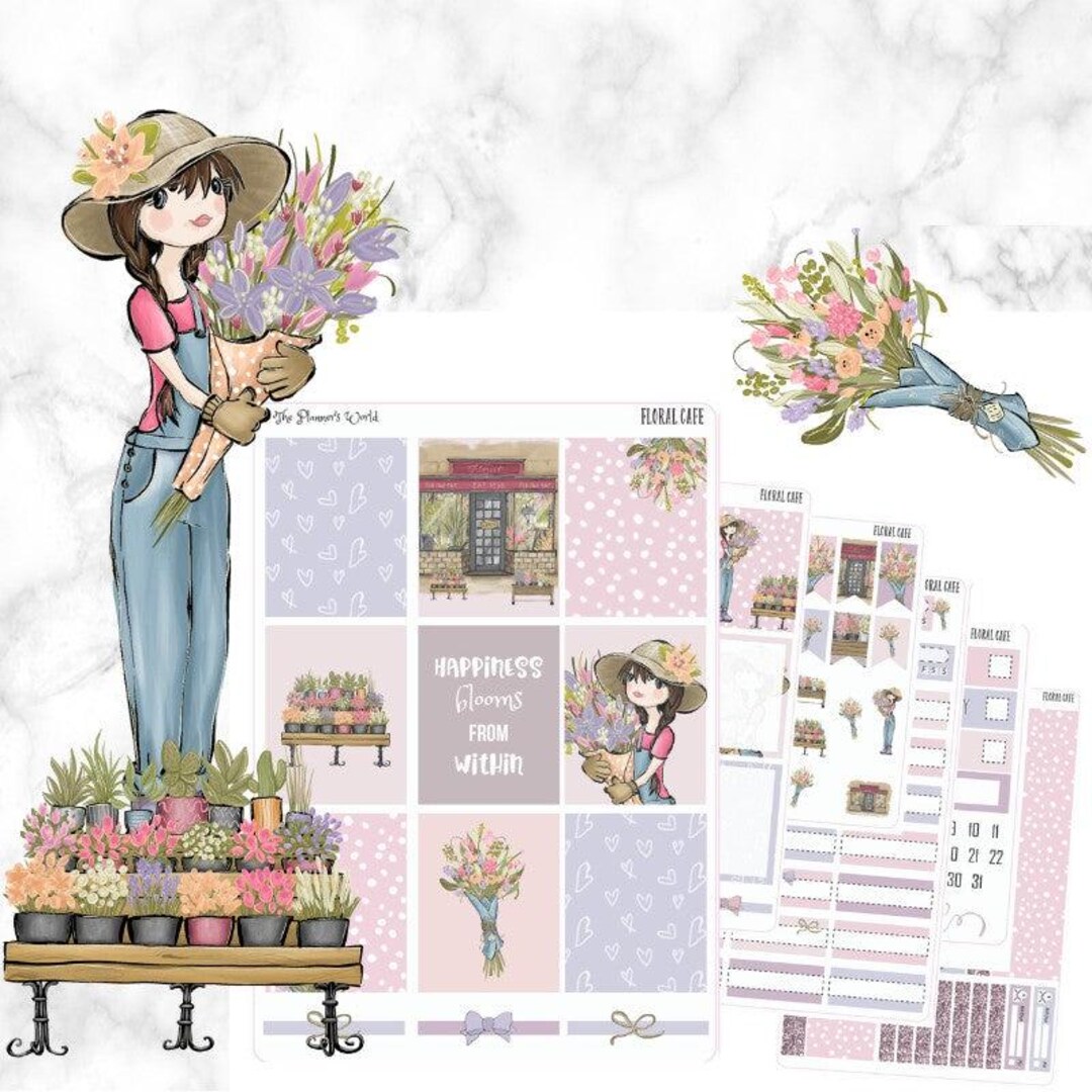 Weekly Planner Sticker Kit – Farmers Market Floral Shop Pastel Stickers ...