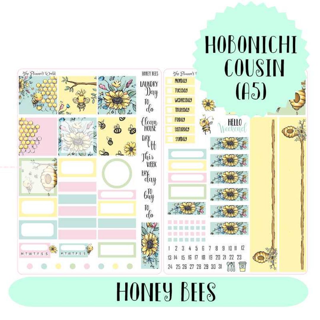 Hobonichi Cousin Weekly Planner Sticker Kit || Honey Bees - KIT-006 ...