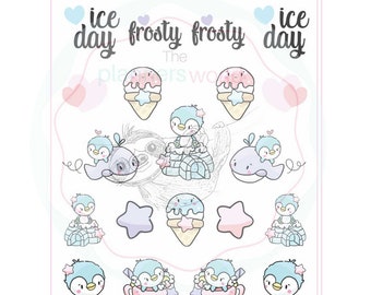 Arctic Winter Planner stickers - Frosty Friends