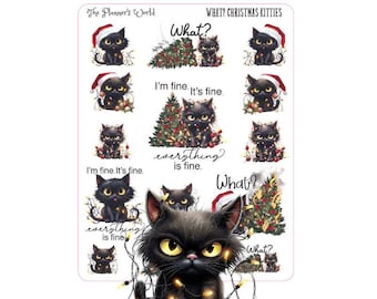 Holiday Planner Stickers - What?! Christmas Cat